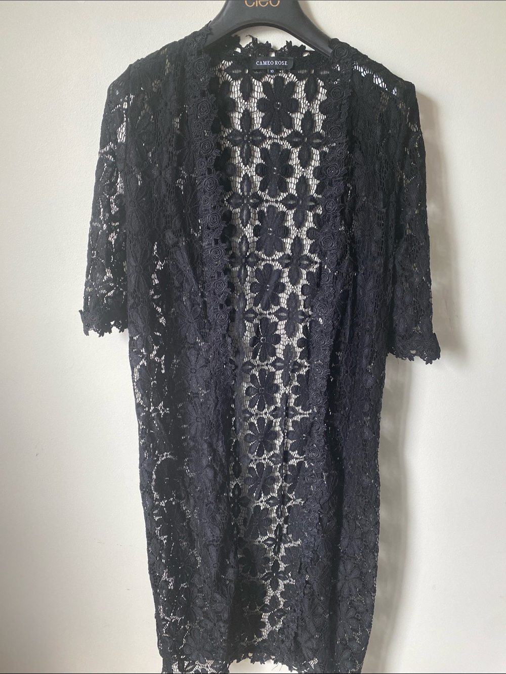 cleo Black Floral Lace Duster